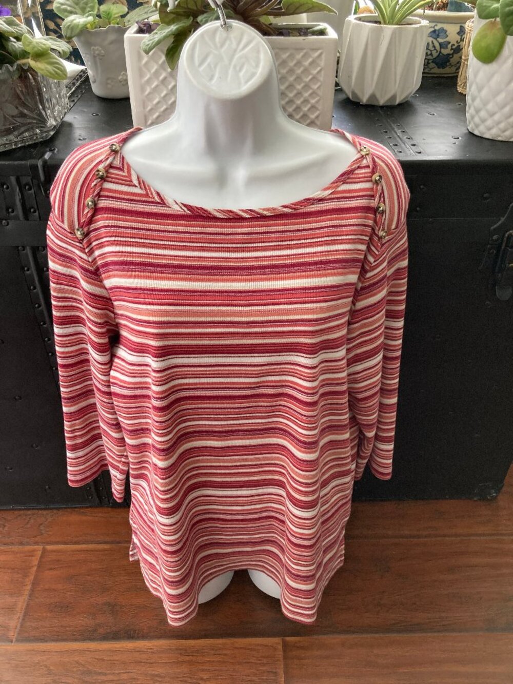 CB Casual 90's Striped 3/4 Tee Shirt Large